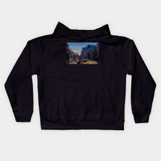 Fedellisten, winter, houses, snow, evening, dusk, Germany Kids Hoodie